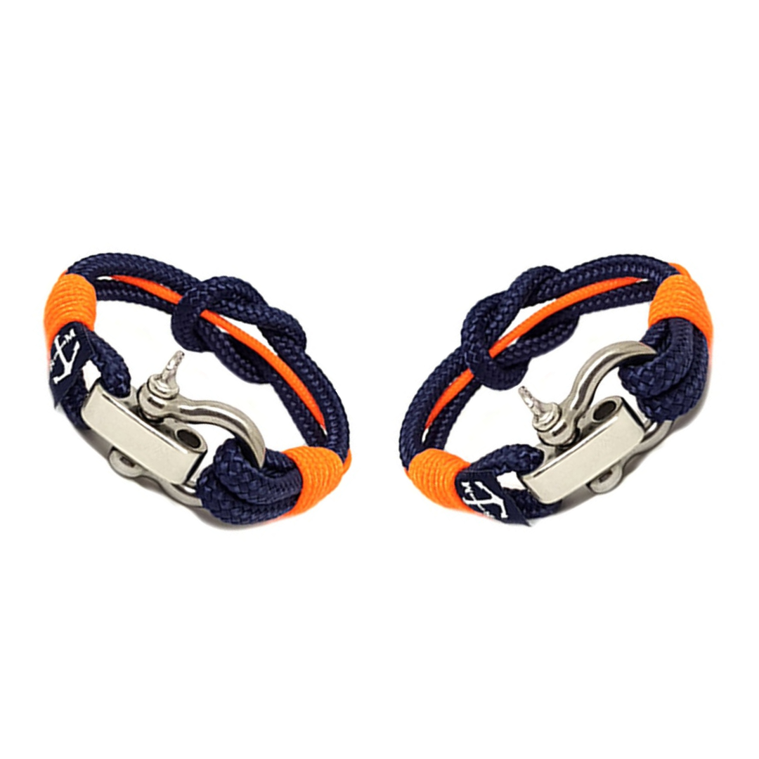 Mairead Couple Nautical Bracelets in orange and blue, handmade in Dublin