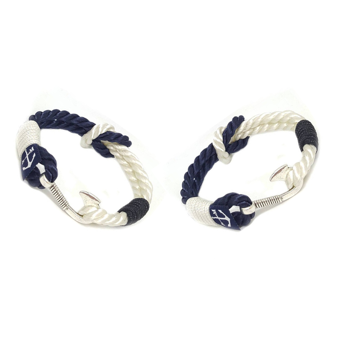 Cliodhna Couple Nautical Bracelets in blue and white, handmade in Dublin