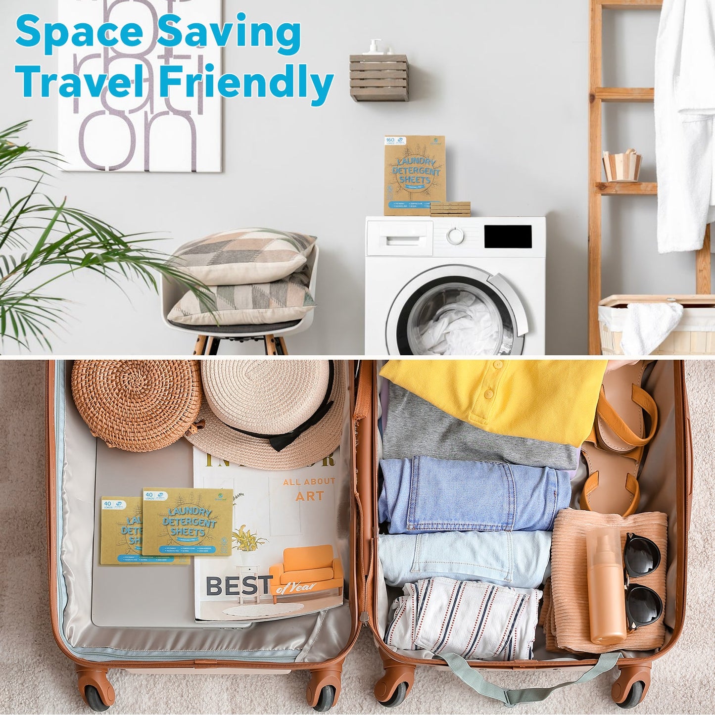 Krombee presents Ultra concentrated unscented laundry detergent sheets travel friendly, saving space