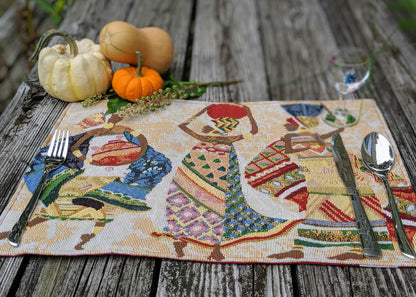 Edge and stitching detail of Kwanzaa Collection African Dreams placemat – high-quality woven tapestry craftsmanship.