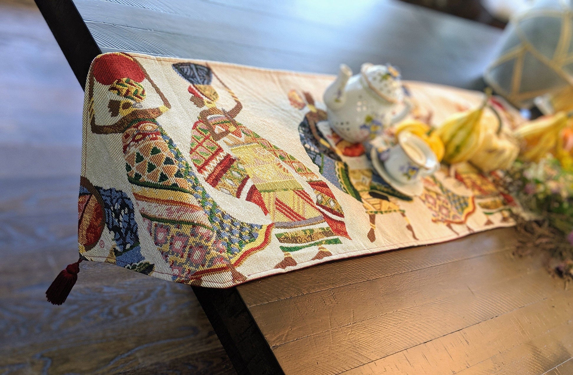 DaDa Bedding Kwanzaa Collection African Dreams table runner laid flat on neutral table – showcases full design and craftsmanship.