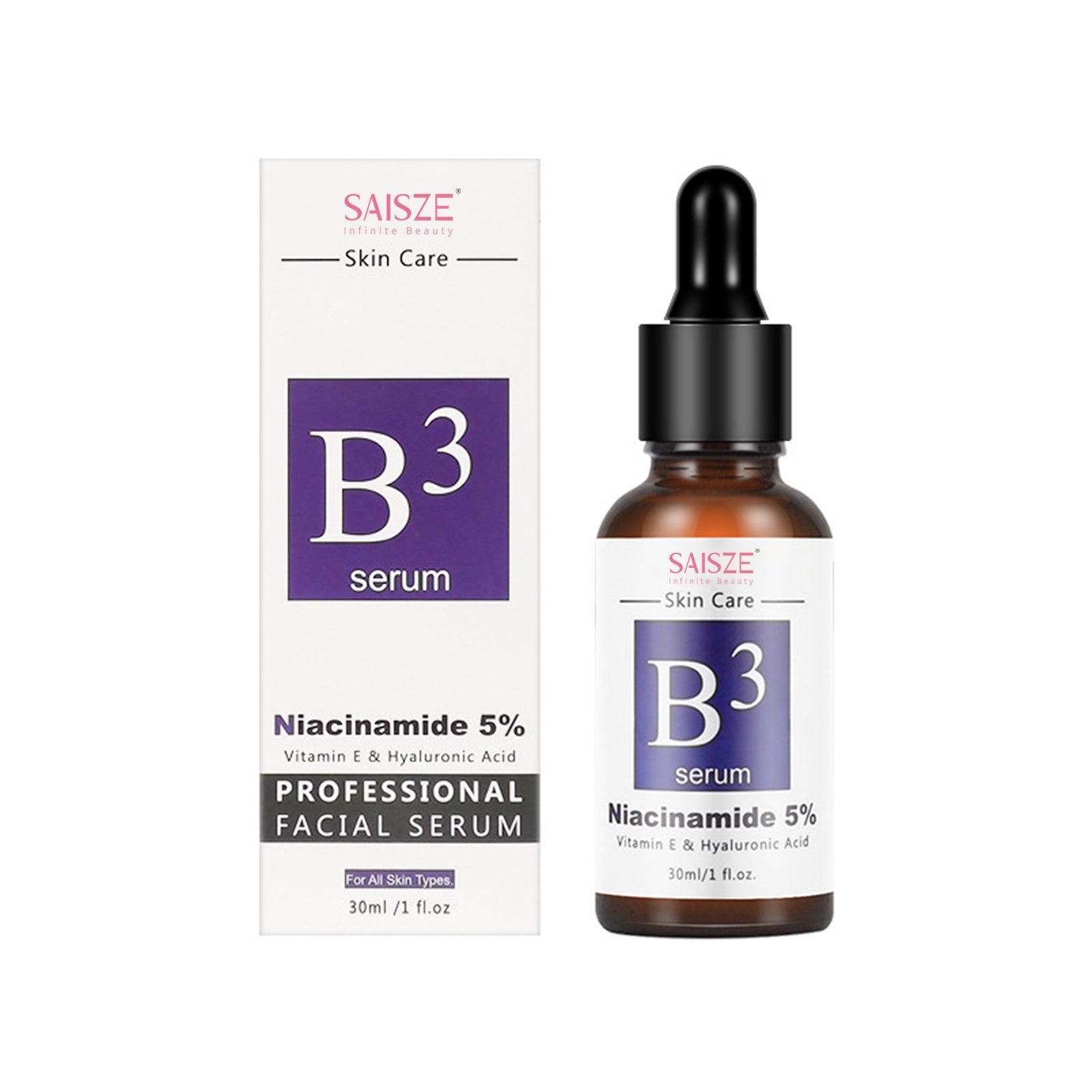Vitamin B3 niacinamide serum bottle for dark spots and wrinkles