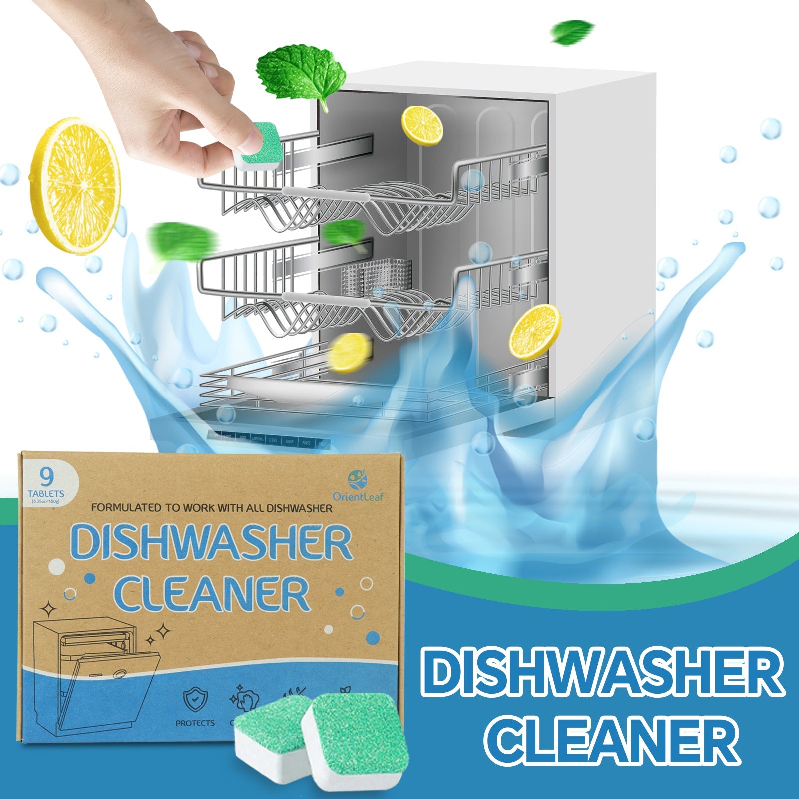 Dishwasher deep clean tablet dissolving grease and buildup
