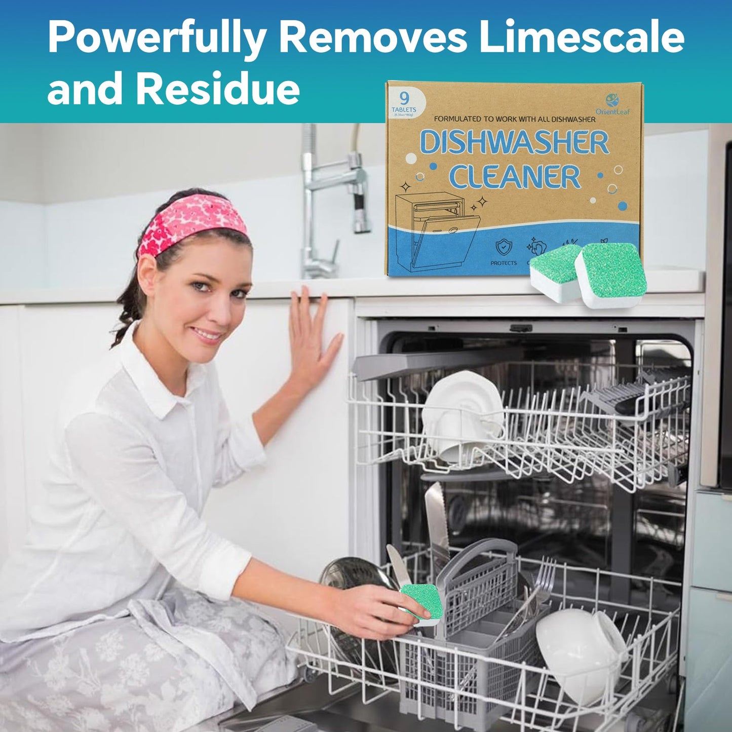 Powerful descaling and residue-removal dishwasher cleaner