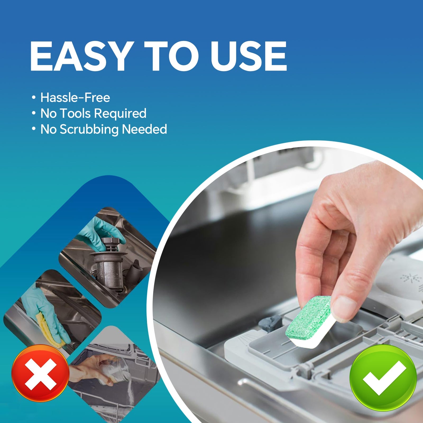 Using non-toxic dishwasher machine cleaning solution tablets