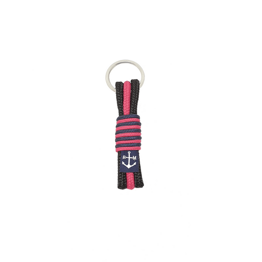 Maisie handmade keychain in black and pink nautical rope, crafted in Dublin Ireland