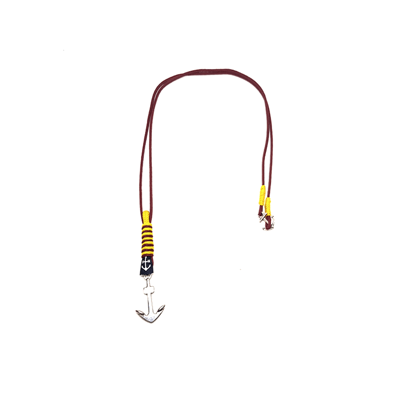 Buddha Anchor Necklace handmade in Dublin with burgundy nautical ropes and stainless steel anchor