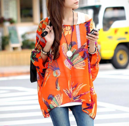 Loose fit women’s chiffon top front view