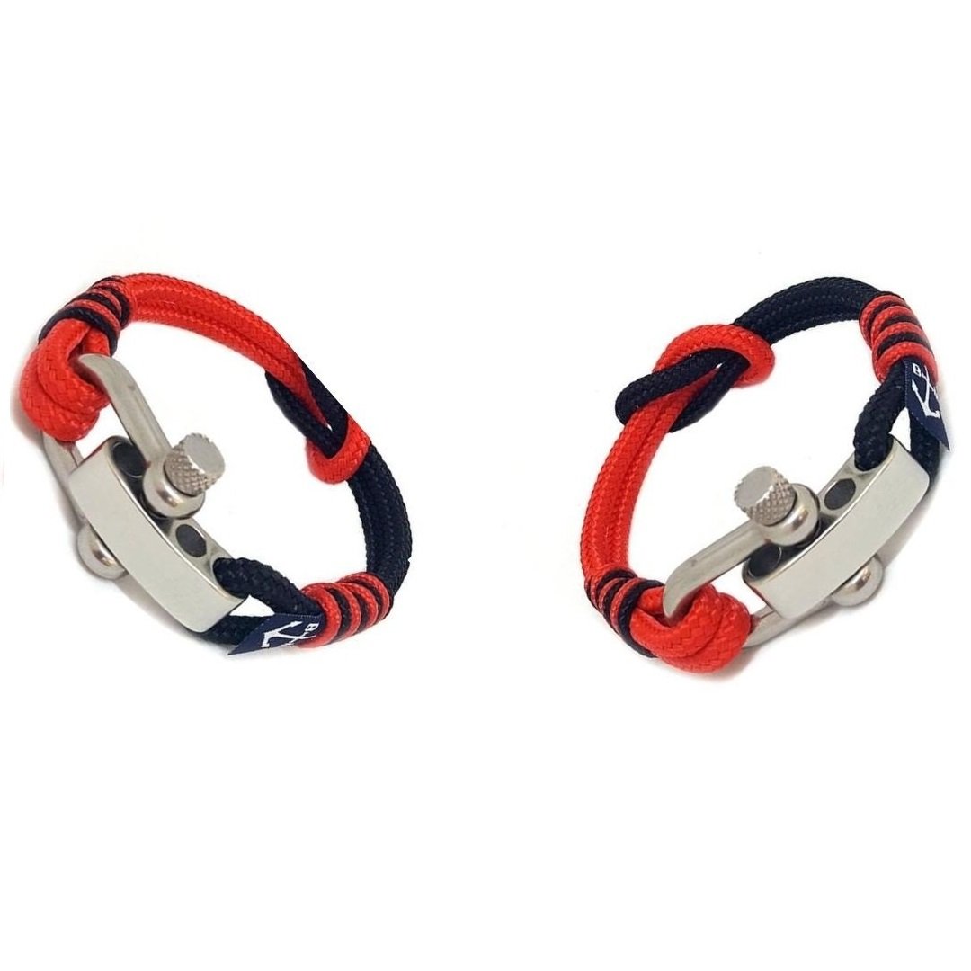 Carlingford Couple Nautical Bracelets in black and red handmade with nautical rope and stainless steel clasps