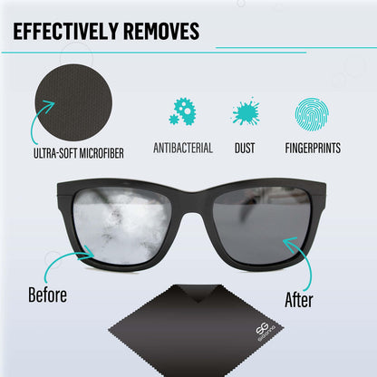 Microfiber lens cloth wiping glasses without streaks