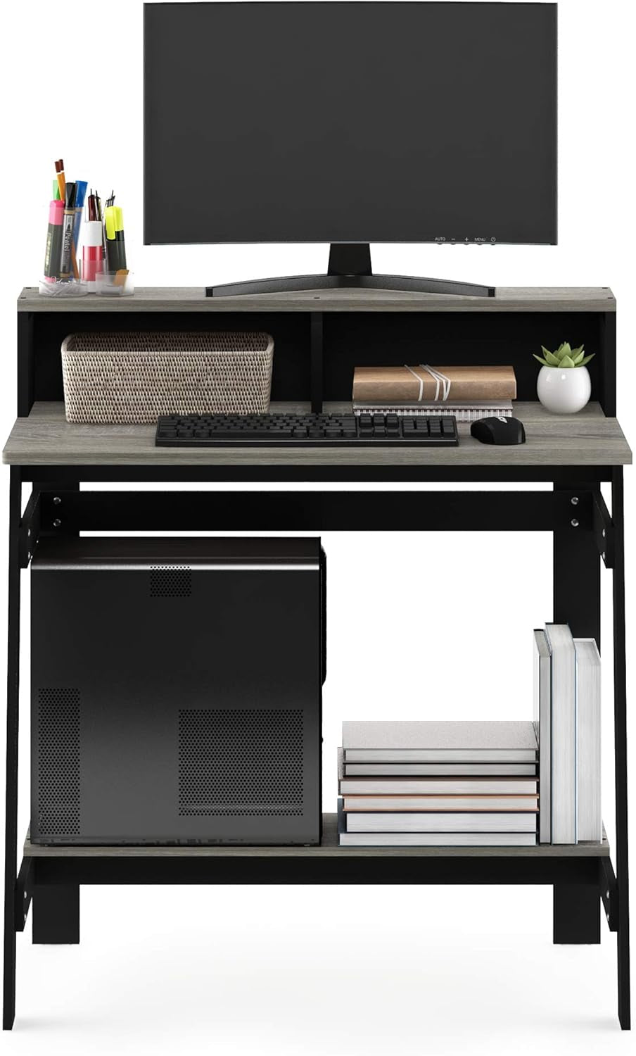 work-from-home setup on A-frame study desk