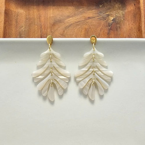 Petite Palm Earrings – Seashell | Lightweight Resort-Style Earrings