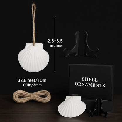 beach themed shell ornaments set with the dimensions