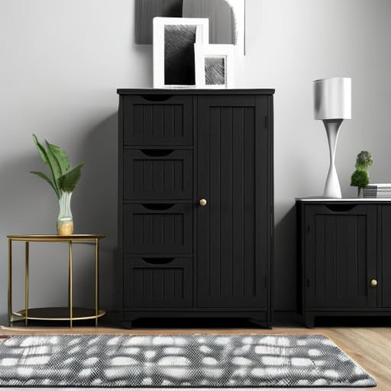 Wooden bathroom cabinet styled in a modern home setting