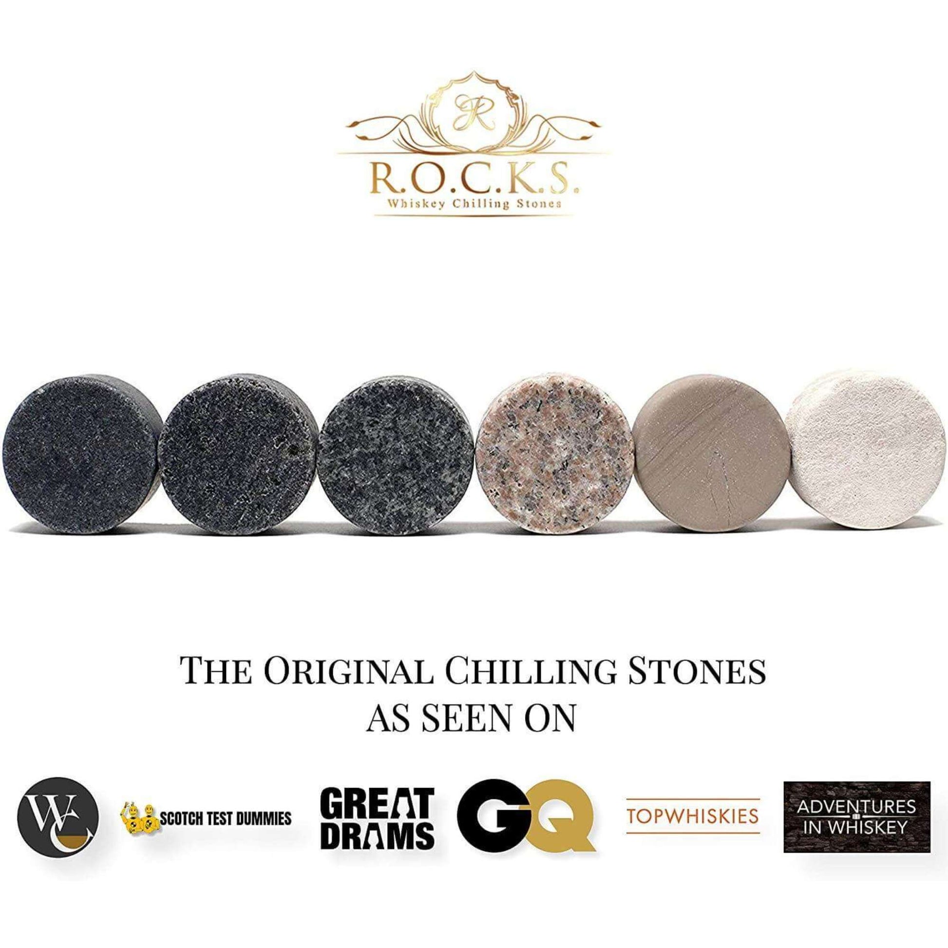 Set of round granite whiskey chilling stones