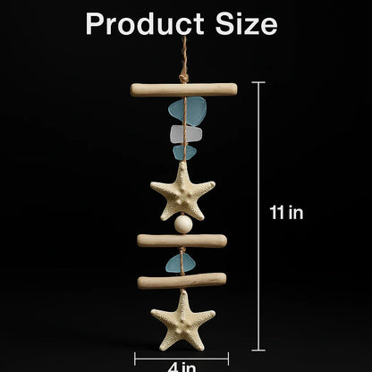 coastal starfish driftwood hanging piece with dimensions