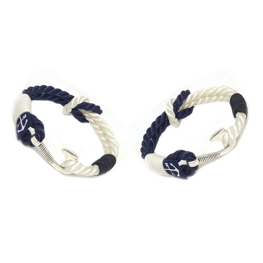 Cliodhna Couple Nautical Bracelets in blue and white, handmade in Dublin