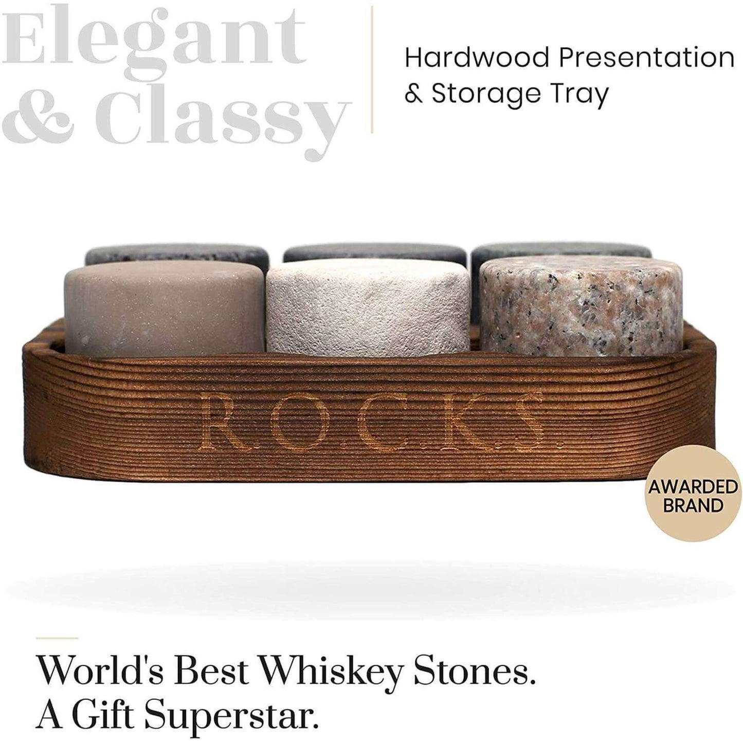 Whiskey stones arranged inside the gift box