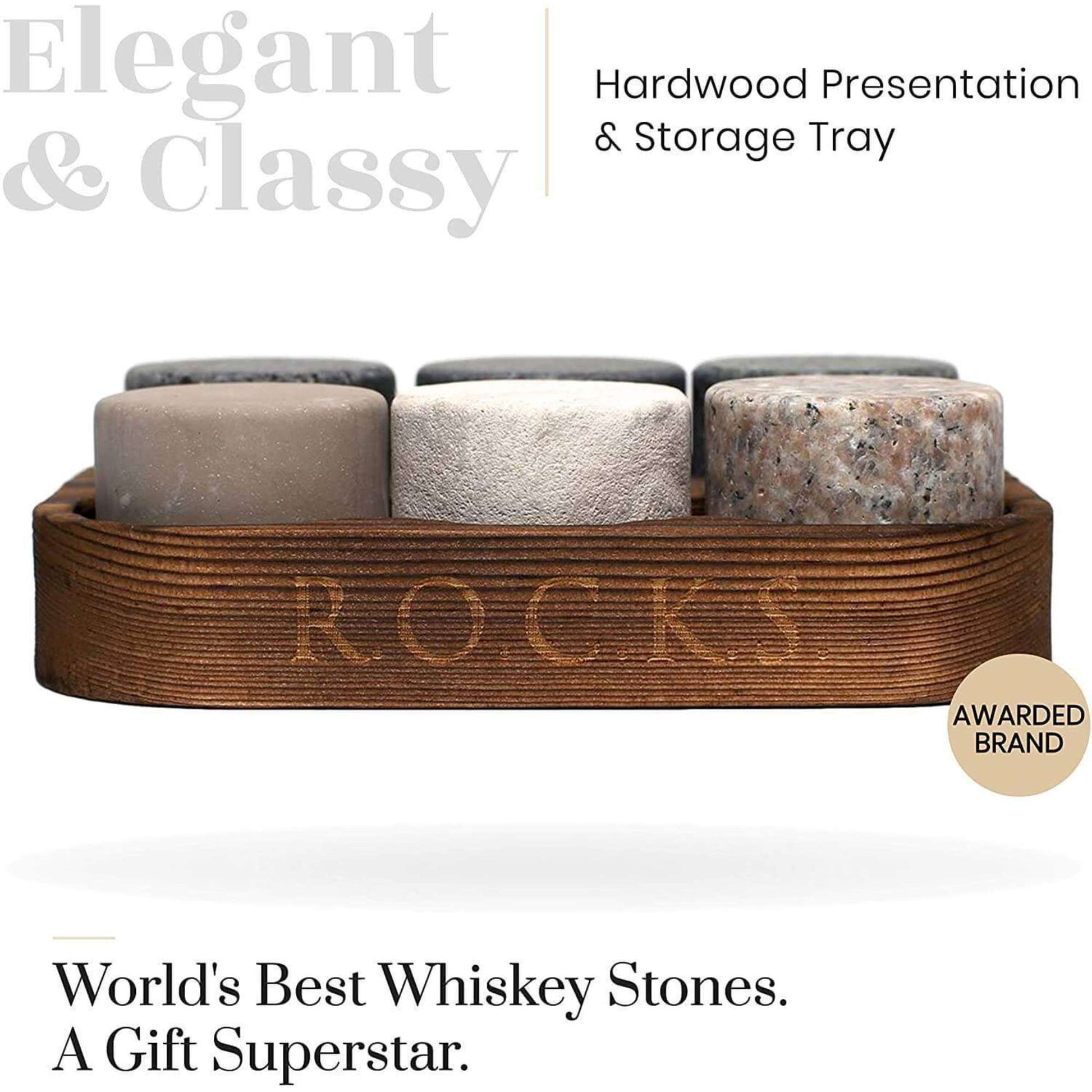 Whiskey stones arranged inside the gift box