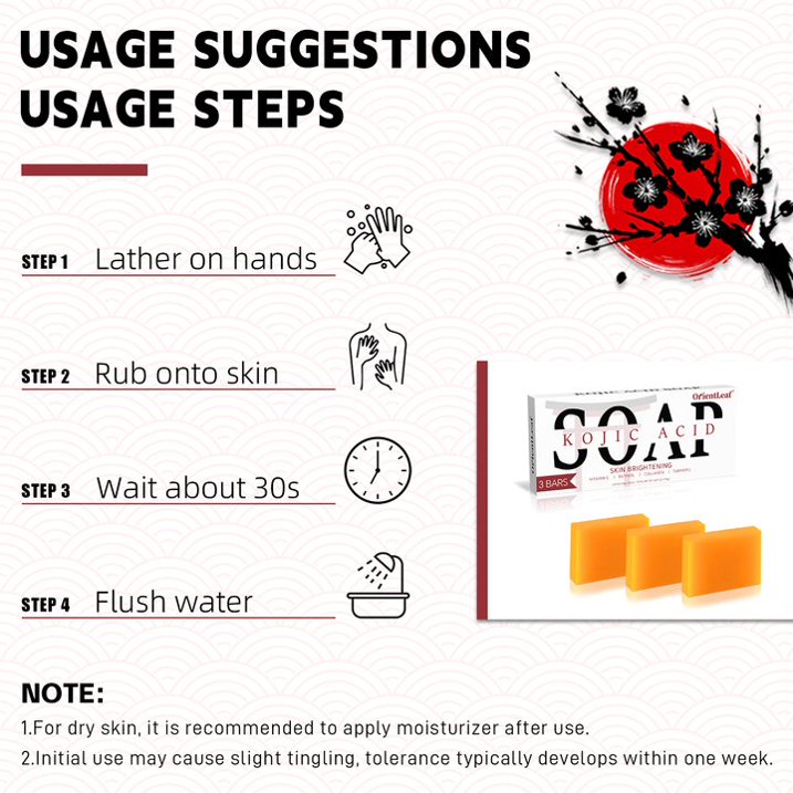 Usage of Kojic Acid Vitamin C soap bars for face and body brightening