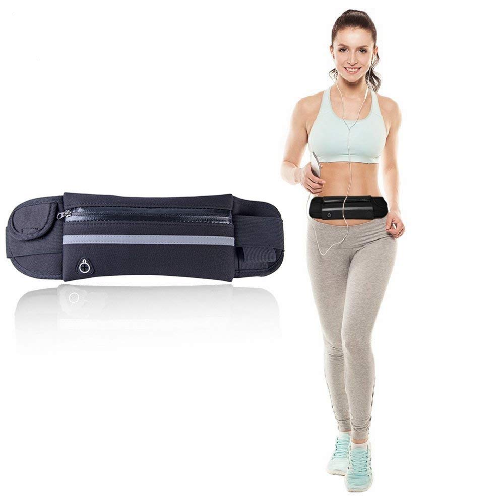 Running belt with water bottle holster on active user
