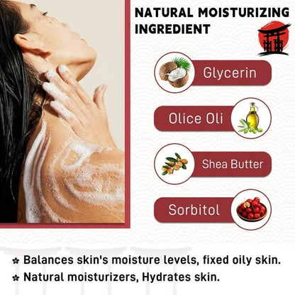 Brightening Kojic Acid soap showing ingredients like turmeric and oils