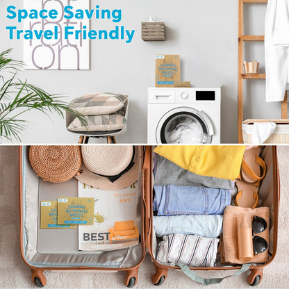 Krombee presents Ultra concentrated unscented laundry detergent sheets travel friendly, saving space
