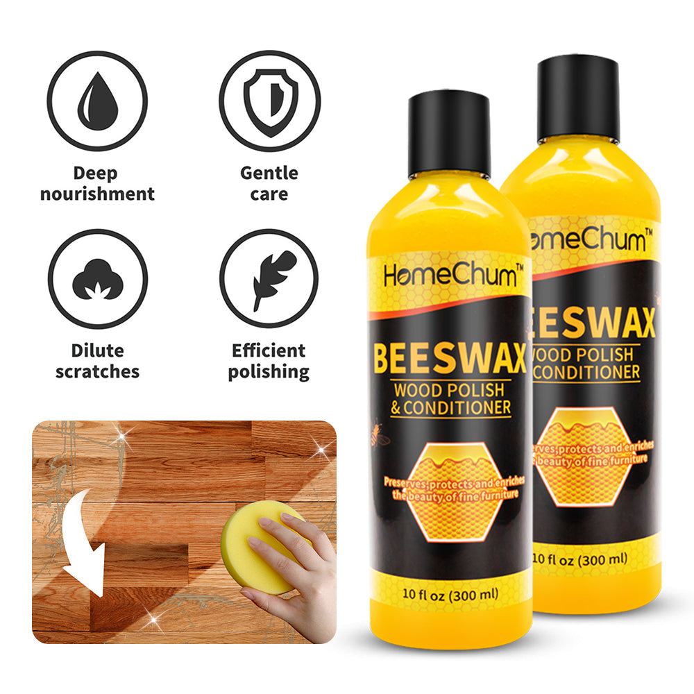 Krombee presents Natural beeswax wood polish nourishing, restoring shine and diluting scratches on wooden furniture