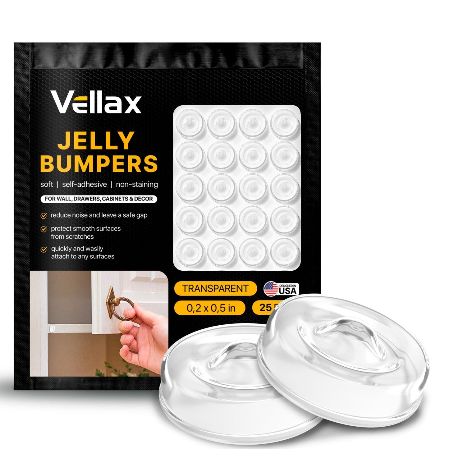 Clear silicone adhesive cabinet bumper pads set