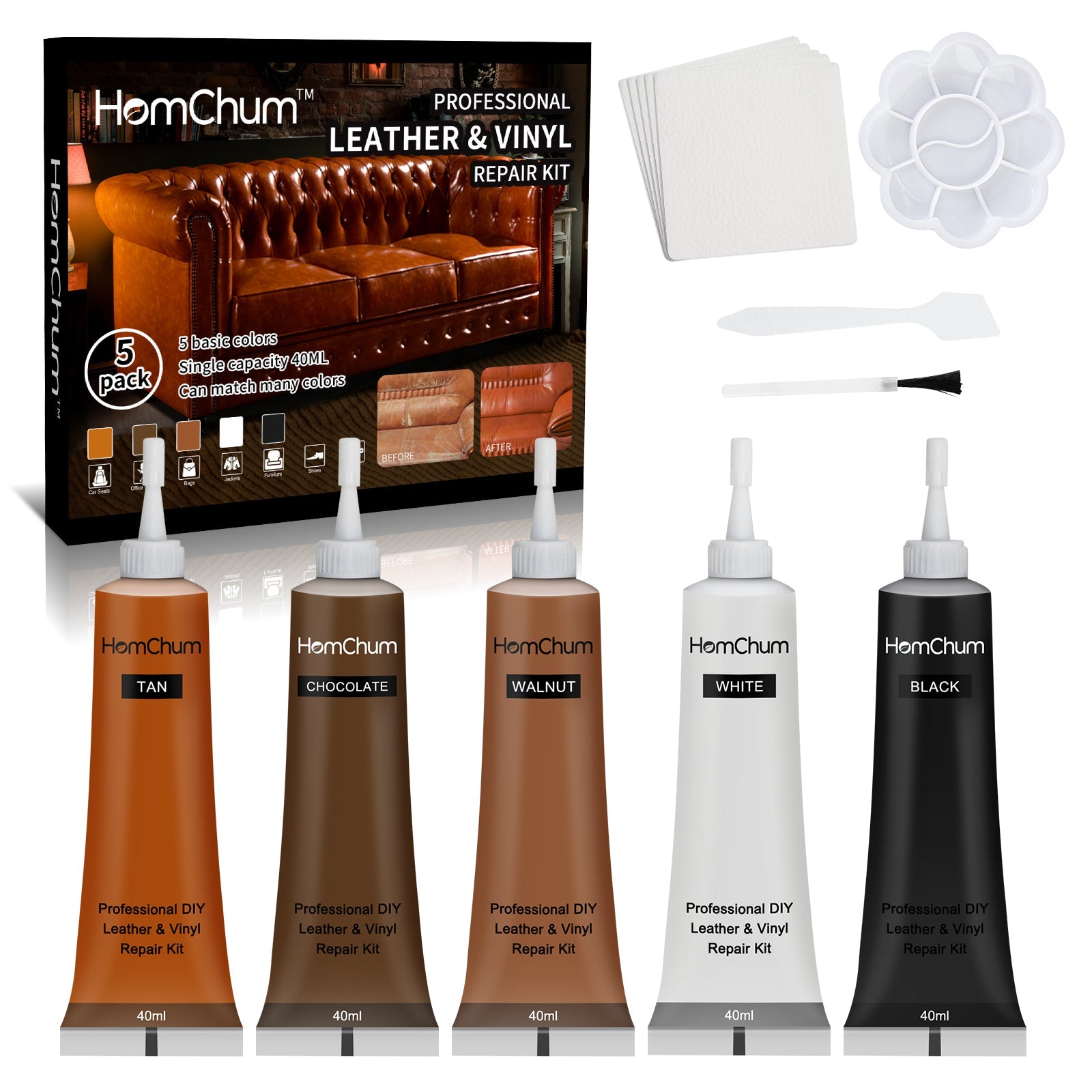 Leather repair kit full set with compounds and tools