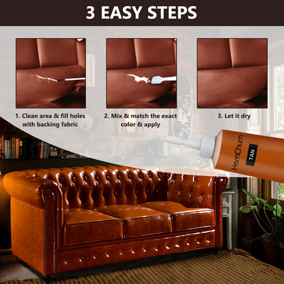 Leather sofa repair using included tools in 3 easy steps