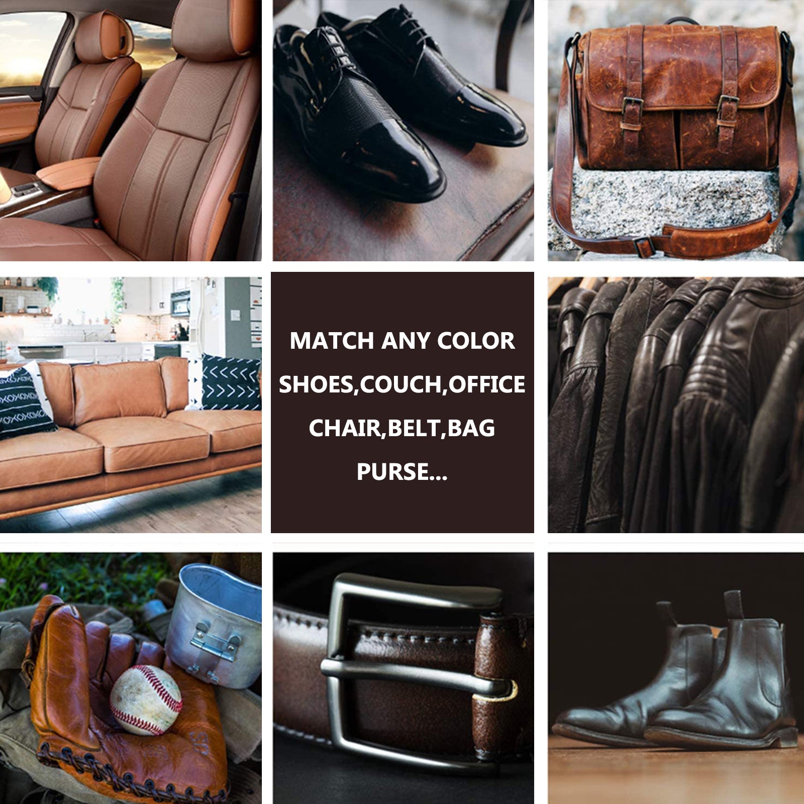 Match any color on any leather product samples collage