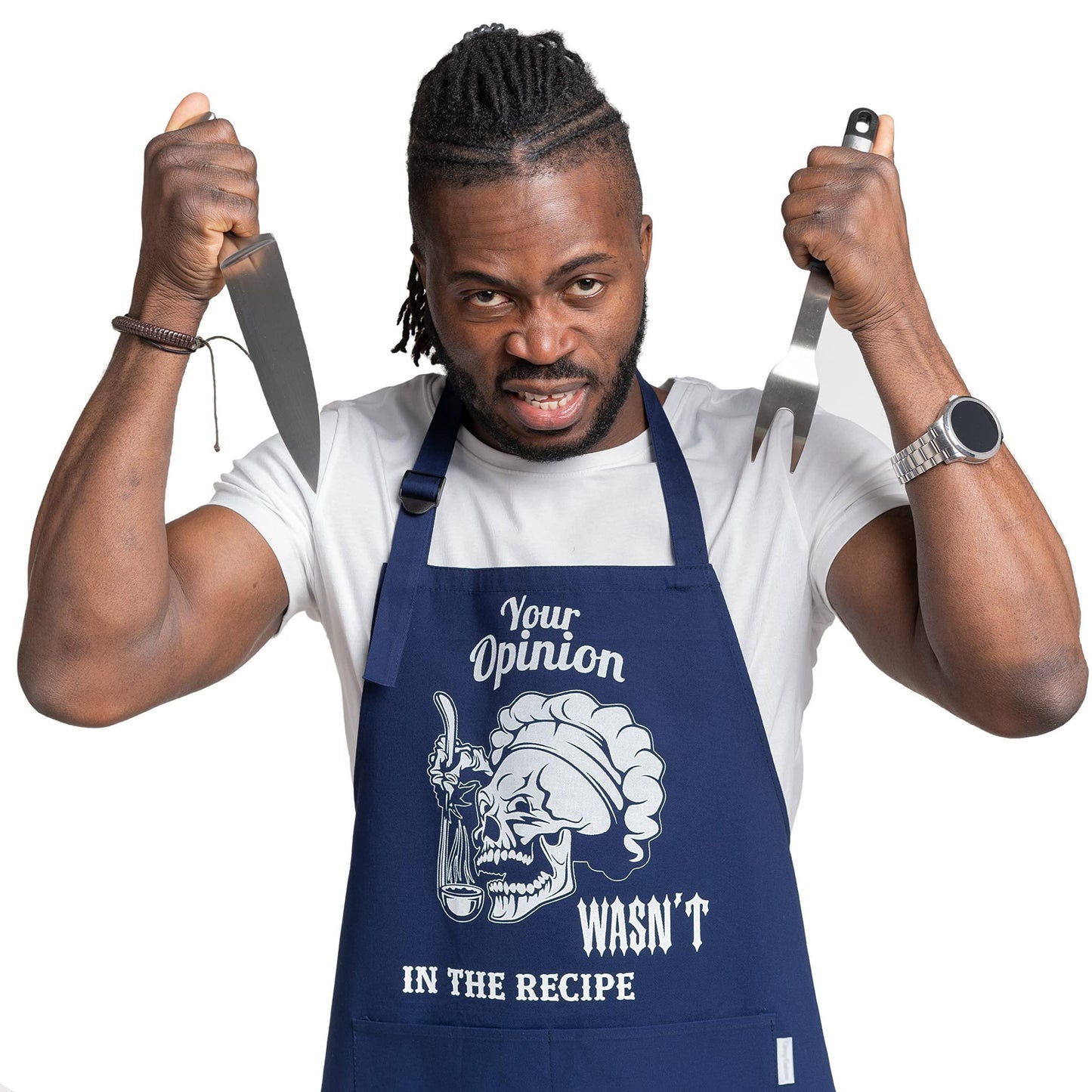 Funny men’s apron for grilling, cooking, and BBQ parties