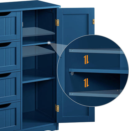 adjustable shelf cupboard in navy blue floor cabinet