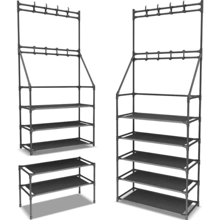 Side view of tall 5-tier storage rack
