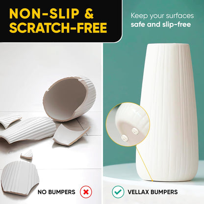 Non-slip, scratch-free silicone bumper pads on ceramic surface