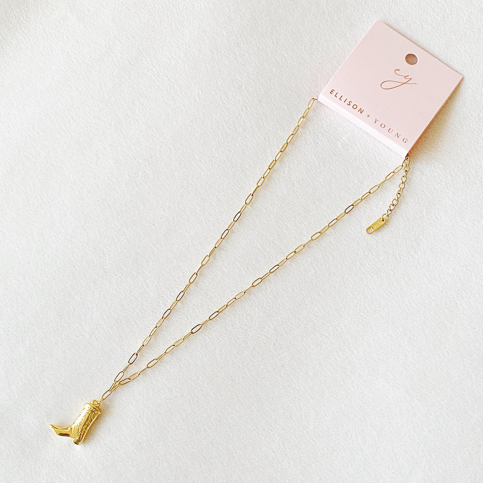 western style gold necklace cowgirl boot