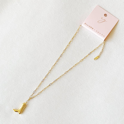 western style gold necklace cowgirl boot