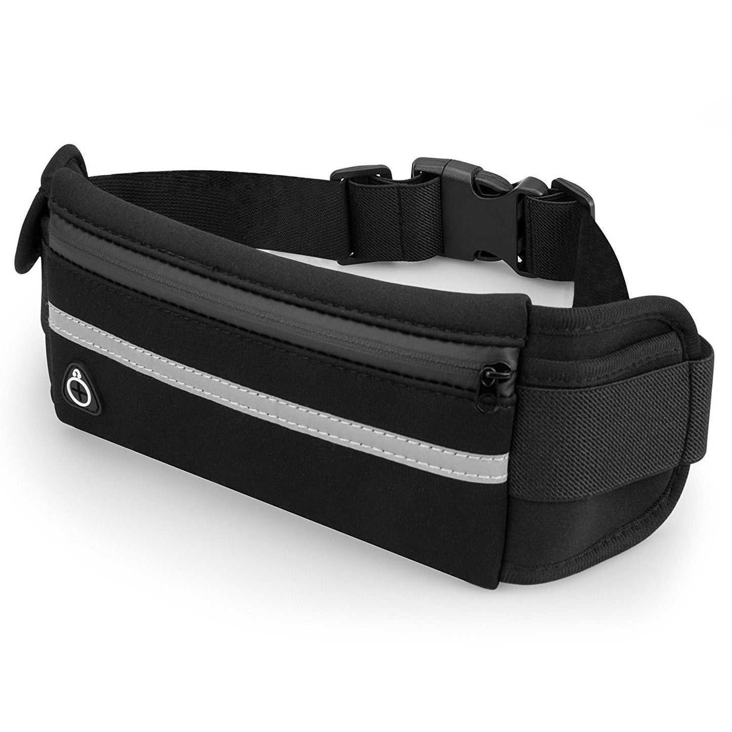 Slim black running belt with zipper pocket and adjustable strap