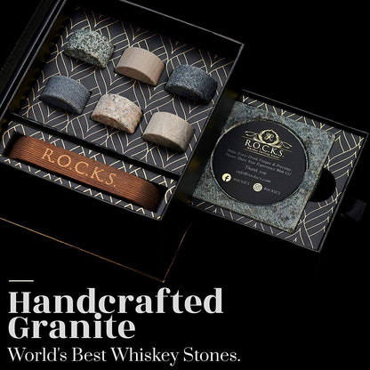 Whiskey stones and ashtray arranged as a gift set