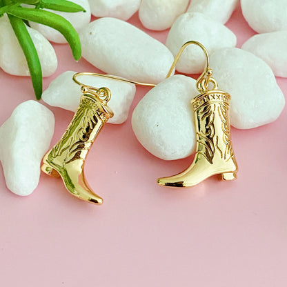 western boot charm earrings fishhook design