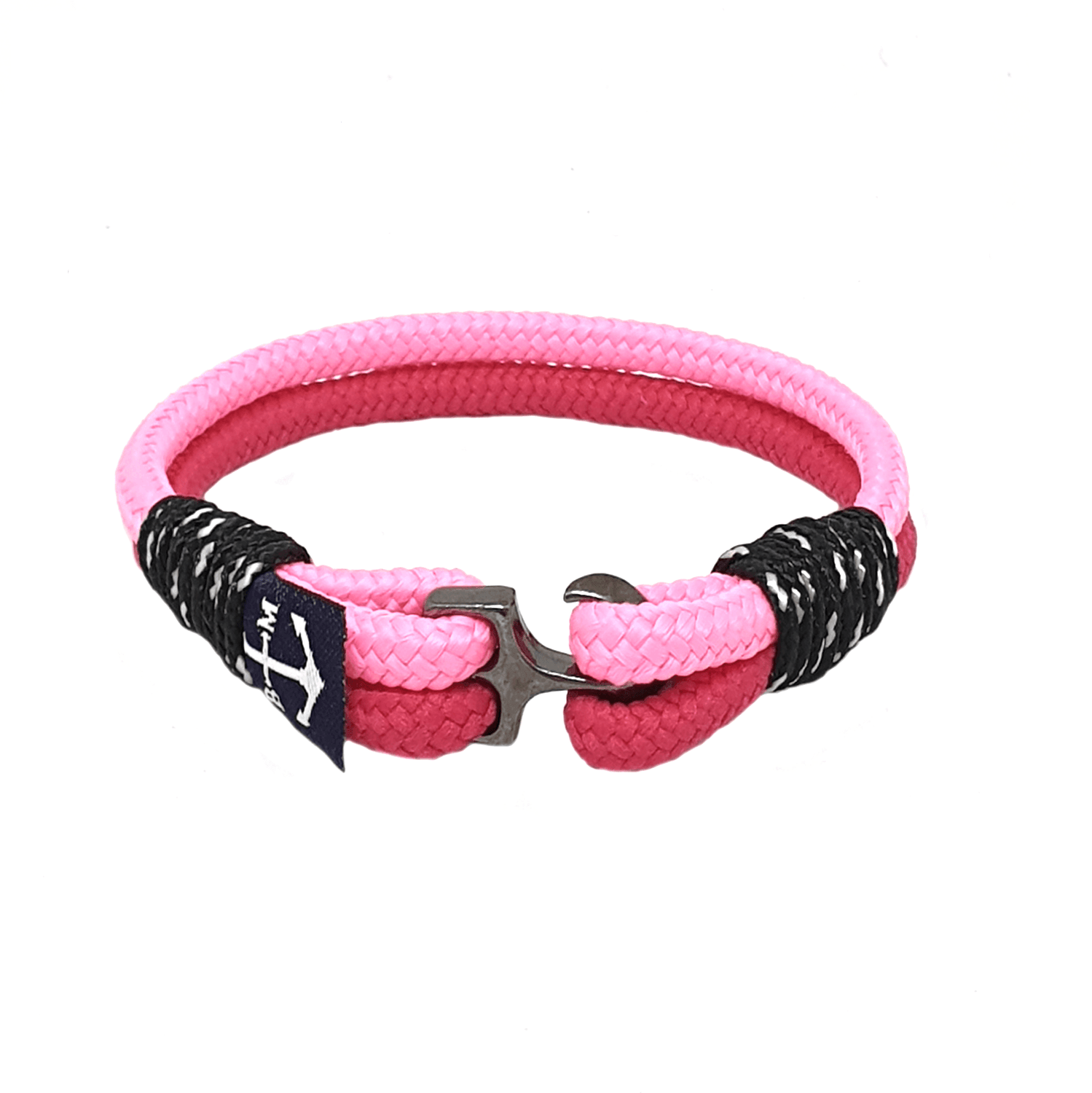 Matisse pink nautical bracelet with stainless steel hook handmade in Ireland