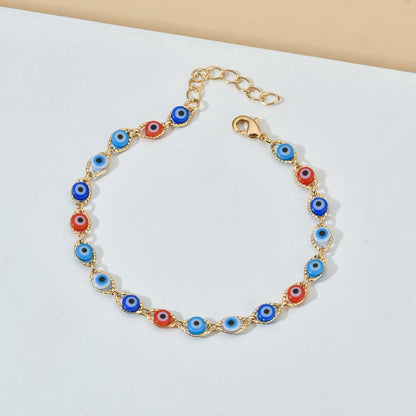 18k gold summer evil eye anklet bracelet close-up