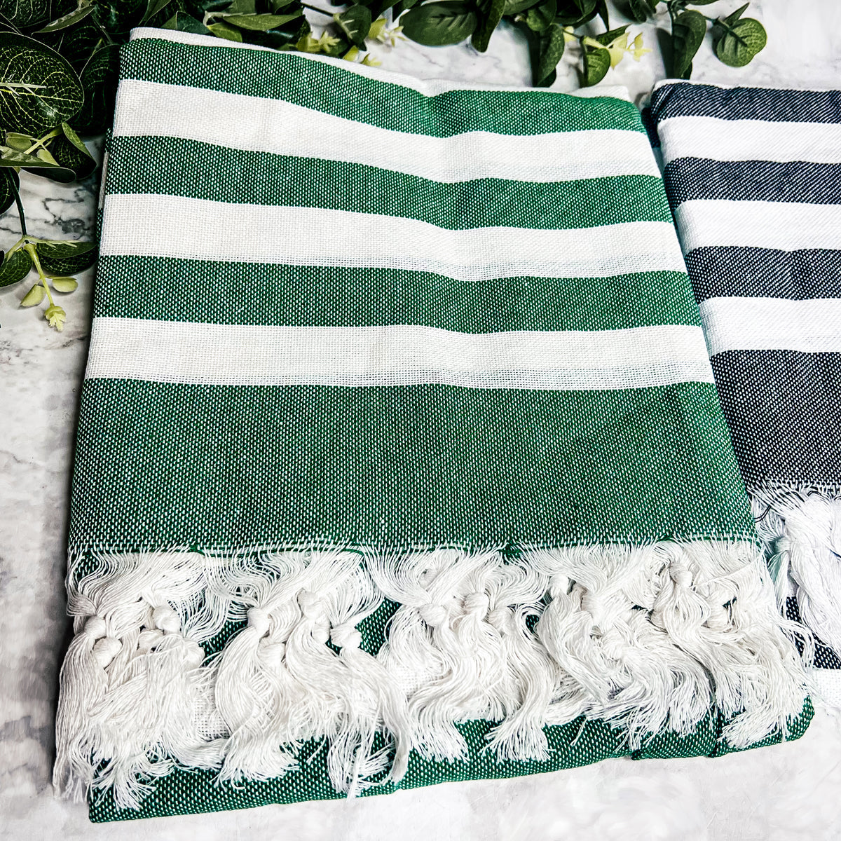 Folded artisan-made Turkish towel highlighting texture and colors