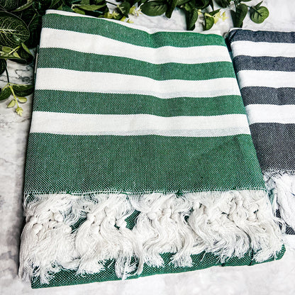 Folded artisan-made Turkish towel highlighting texture and colors