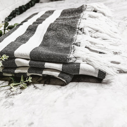 Folded artisan-made Turkish towel highlighting texture and colors
