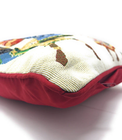 Close-up of DaDa Bedding Kwanzaa Collection African Dreams pillow cover – detailed woven cotton texture, red yellow tribal pattern.