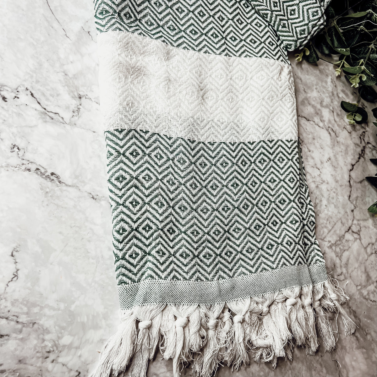 Haley Diamond 200 GSM Turkish towel with jacquard texture and tassels