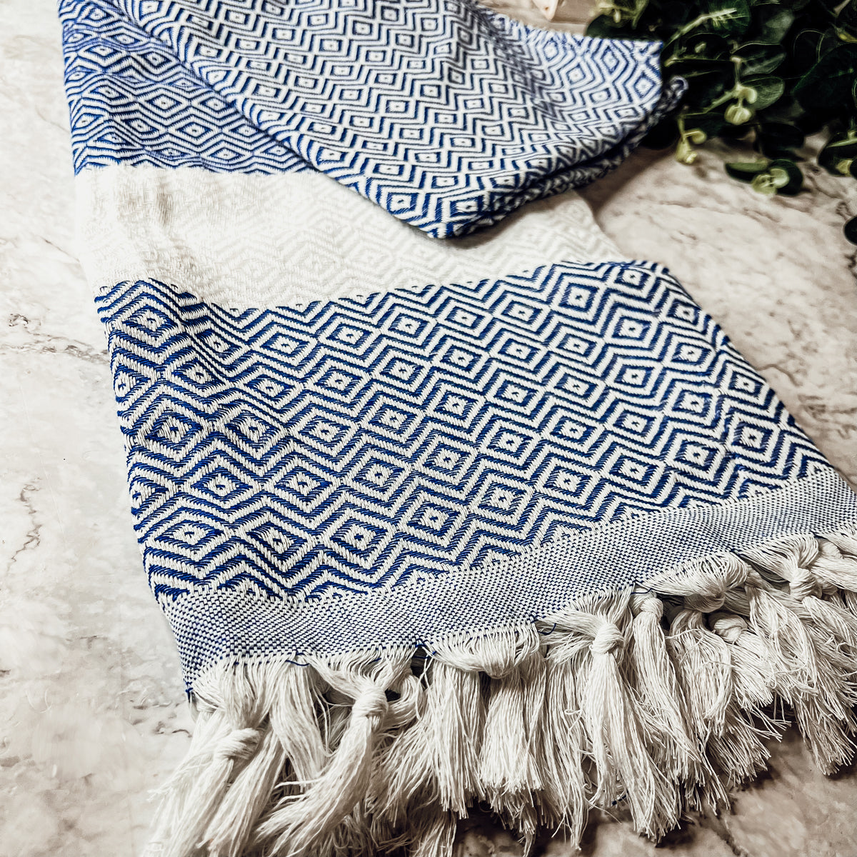 Haley Diamond 200 GSM Turkish towel with jacquard texture and tassels