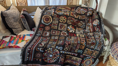 woven fringe tapestry blanket
